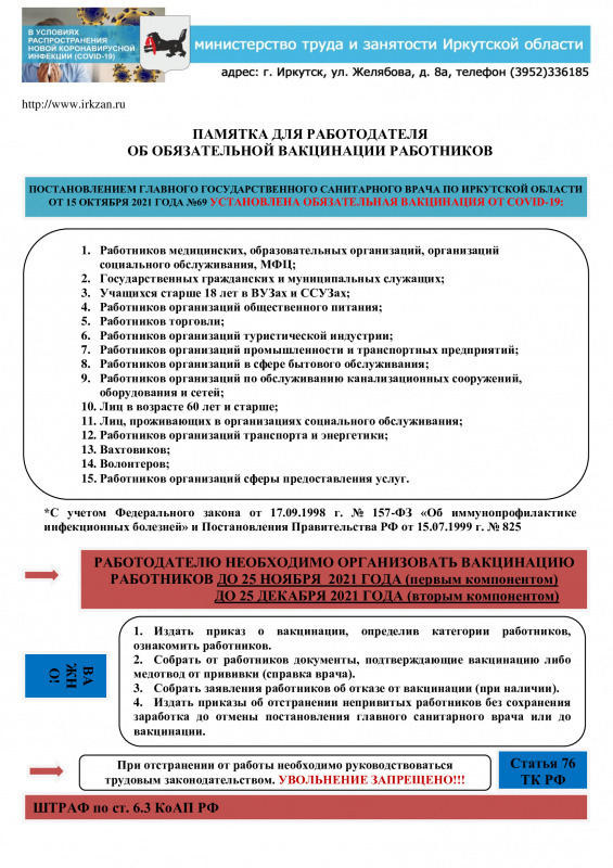 памятка для работодателя об обязательной вакцинации работников 